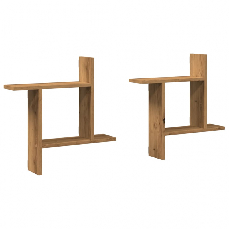 Wandregale 2 Stk. Artisan-Eiche 50x12x50 cm Holzwerkstoff