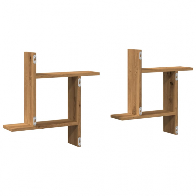 Wandregale 2 Stk. Artisan-Eiche 50x12x50 cm Holzwerkstoff