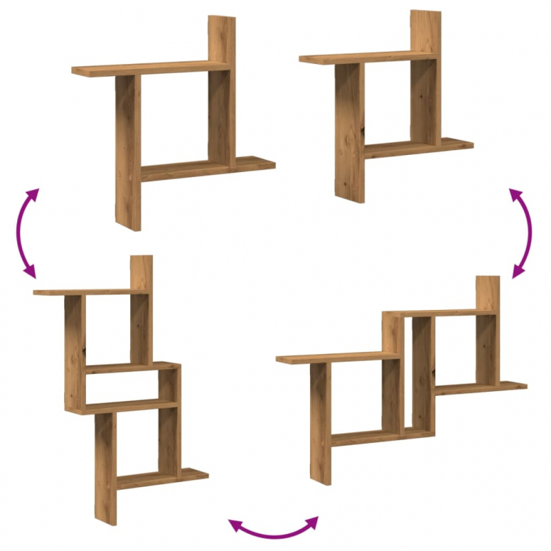 Wandregale 2 Stk. Artisan-Eiche 50x12x50 cm Holzwerkstoff