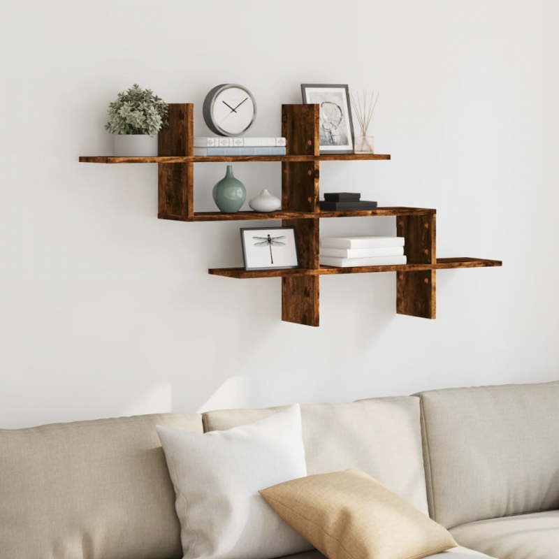 Wandregal Räuchereiche 124,5x18x60,5 cm Holzwerkstoff