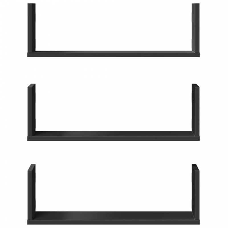 Wandregale 3 Stk. Schwarz 58x18x18 cm Holzwerkstoff