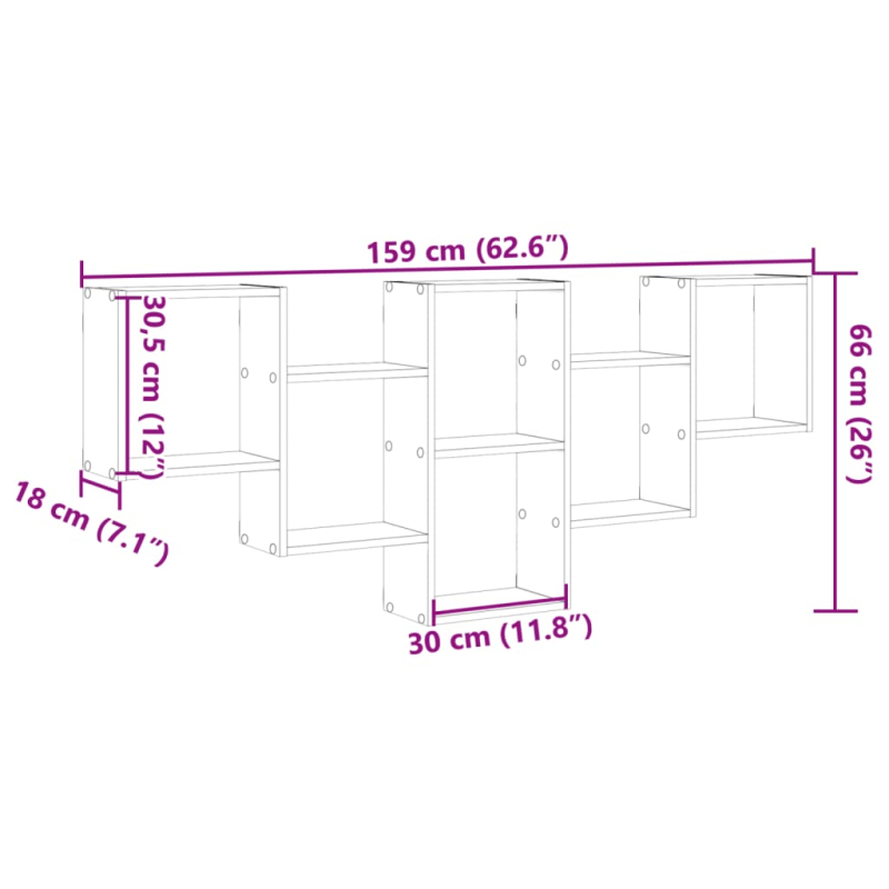 Wandregal Artisan-Eiche 159x18x66 cm Holzwerkstoff