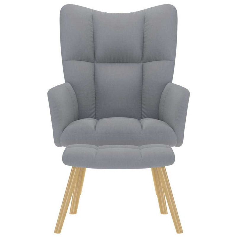 Relaxsessel mit Hocker Hellgrau Stoff