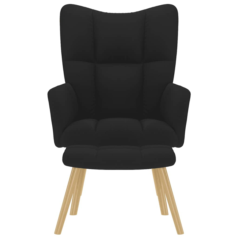 Relaxsessel mit Hocker Schwarz Stoff