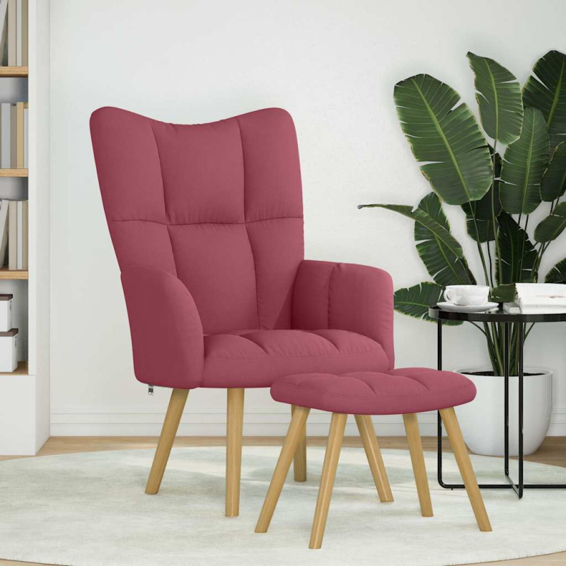 Relaxsessel mit Hocker Weinrot Stoff