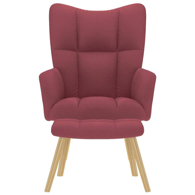 Relaxsessel mit Hocker Weinrot Stoff