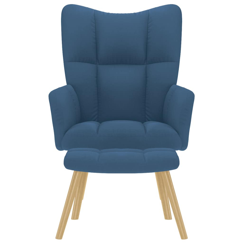 Relaxsessel mit Hocker Blau Stoff