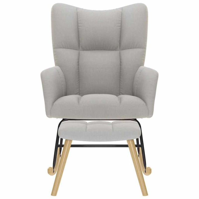 Schaukelstuhl mit Fußhocker Wolkengrauer Stoff