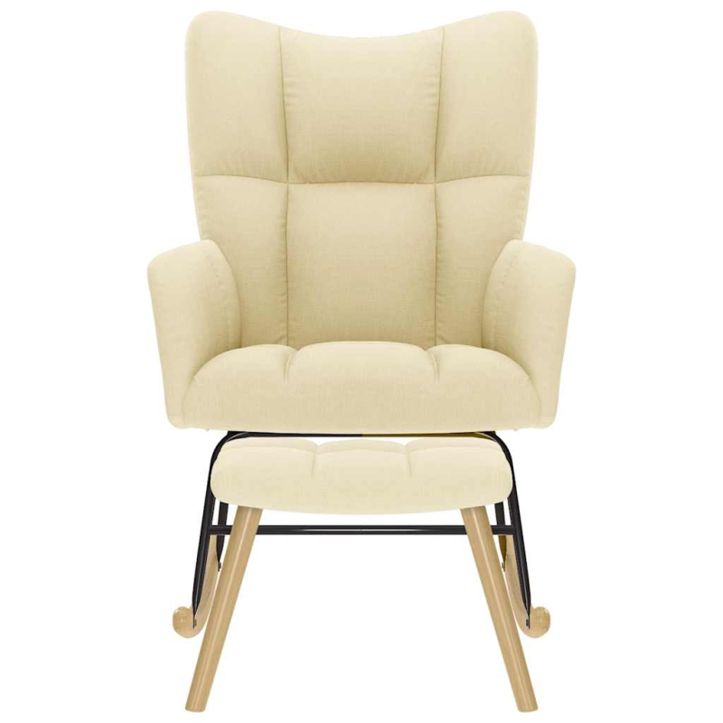 Schaukelstuhl mit Fußhocker Creme Stoff