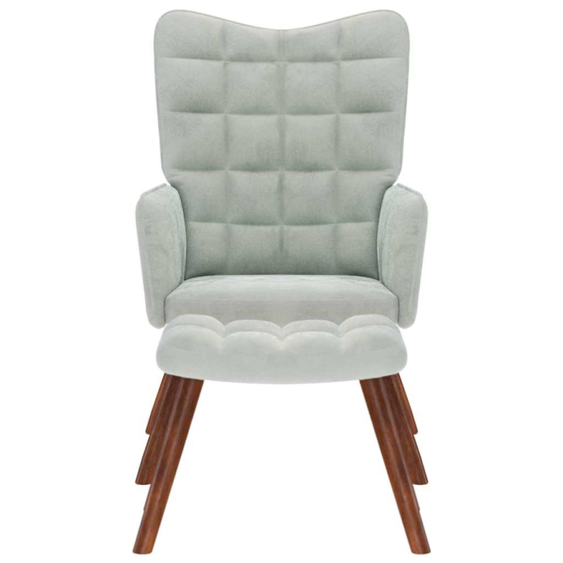 Relaxsessel mit Hocker Hellgrau Samt