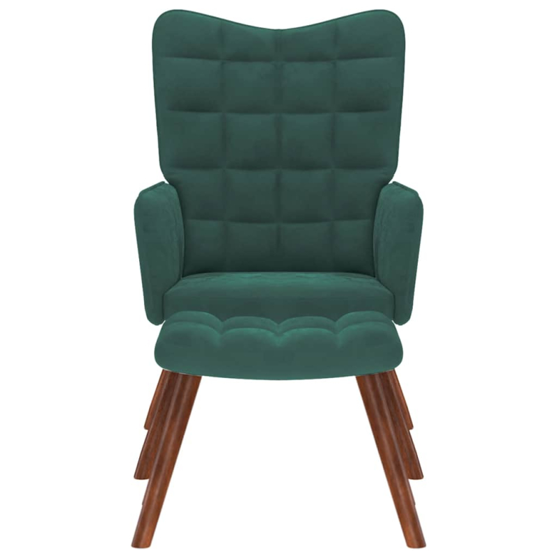 Relaxsessel mit Hocker Dunkelgrün Samt