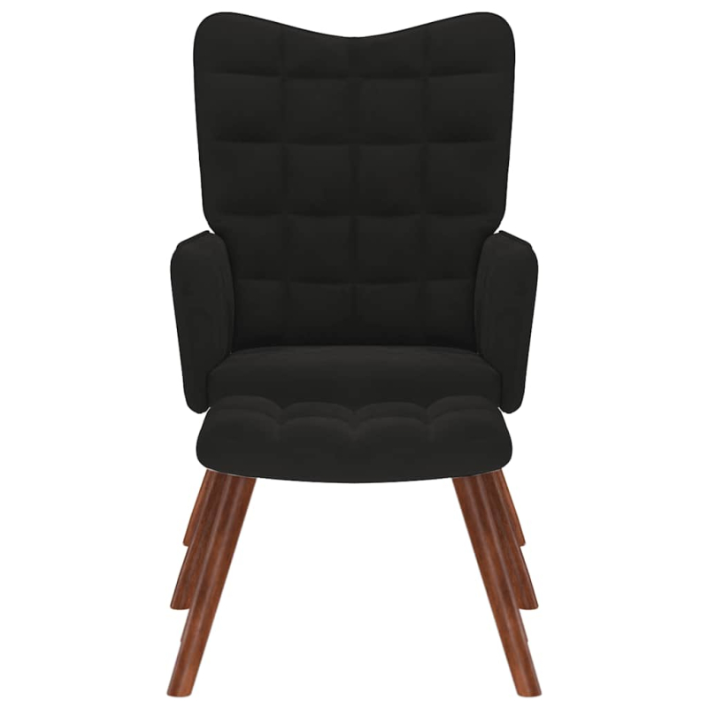 Relaxsessel mit Hocker Schwarz Samt