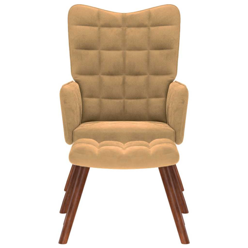 Relaxsessel mit Hocker Braun Samt