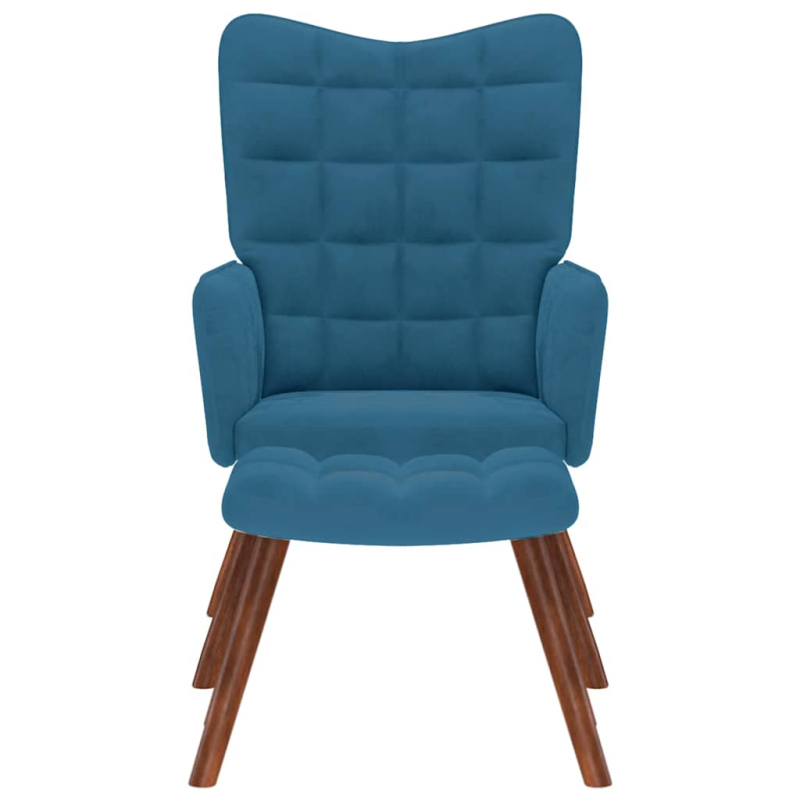 Relaxsessel mit Hocker Blau Samt
