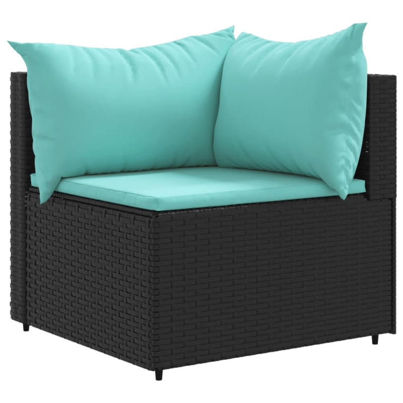 11-tlg. Garten-Lounge-Set mit Kissen Schwarz Poly Rattan