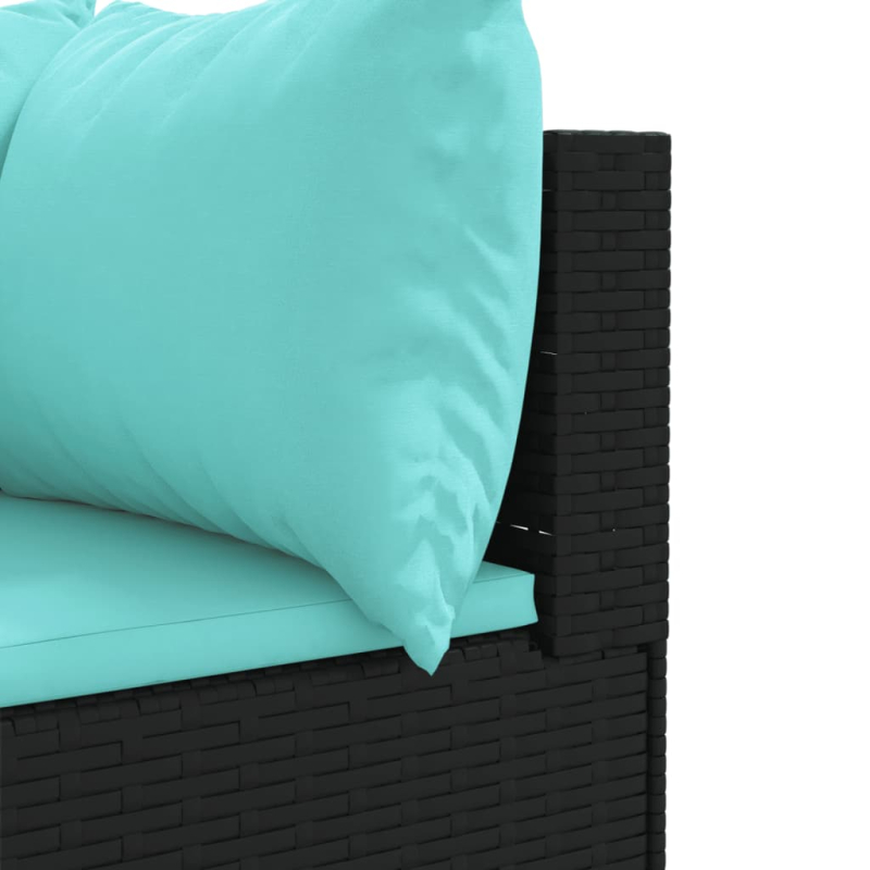 11-tlg. Garten-Sofagarnitur mit Kissen Schwarz Poly Rattan