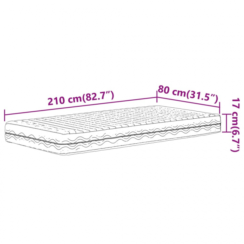 Schaumstoffmatratze Weiß 80x210 cm Härtegrad H2 H3