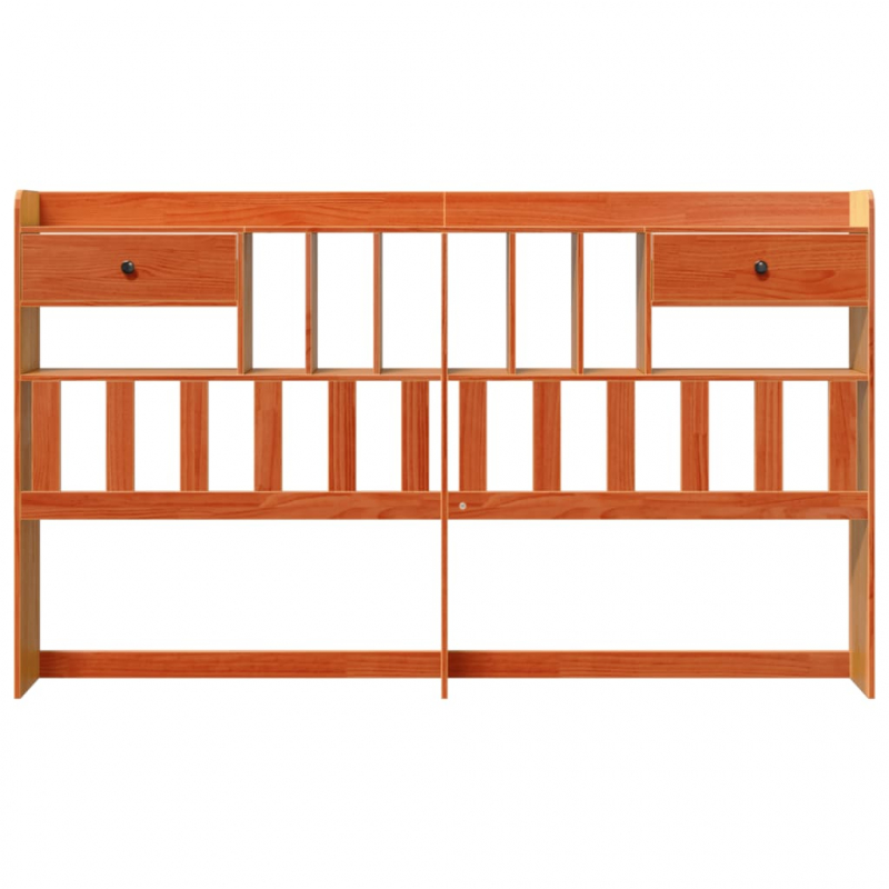 Kopfteil mit Stauraum Wachsbraun 200 cm Massivholz Kiefer