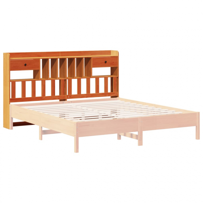 Kopfteil mit Stauraum Wachsbraun 200 cm Massivholz Kiefer