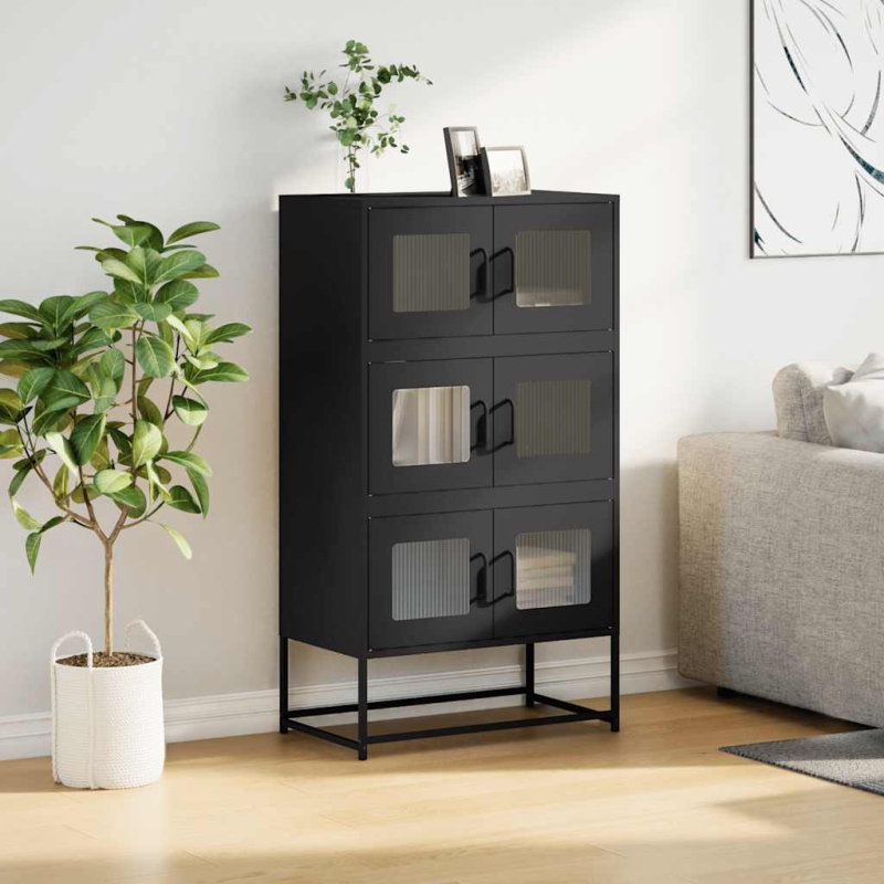 Highboard Schwarz 68x39x123 cm Stahl