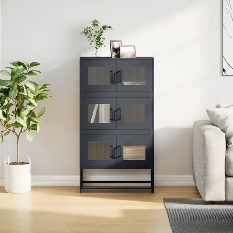 Highboard Anthrazit 68x39x123 cm Stahl