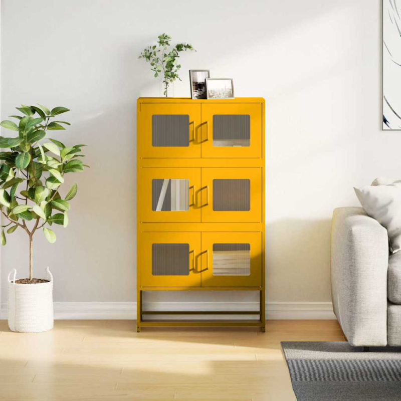 Highboard Senfgelb 68x39x123 cm Stahl