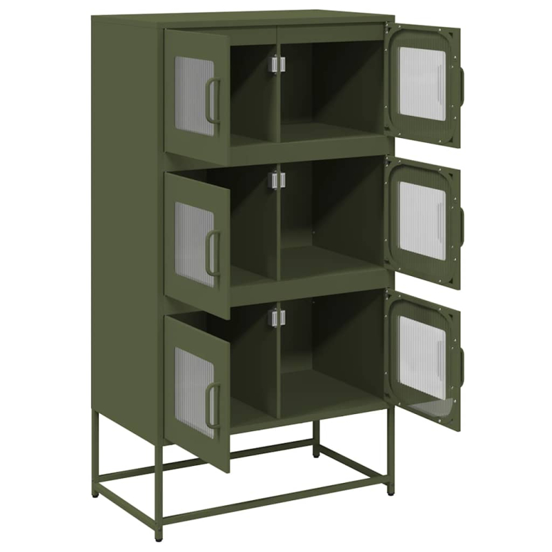 Highboard Olivgrün 68x39x123 cm Stahl