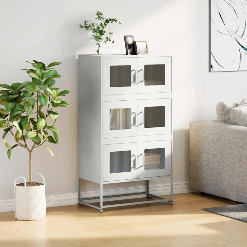Highboard Weiß 68x39x123 cm Stahl