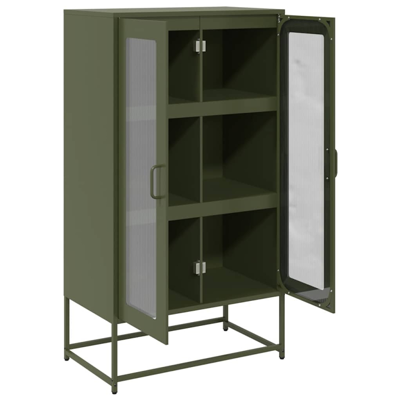 Highboard Olivgrün 68x39x123 cm Stahl