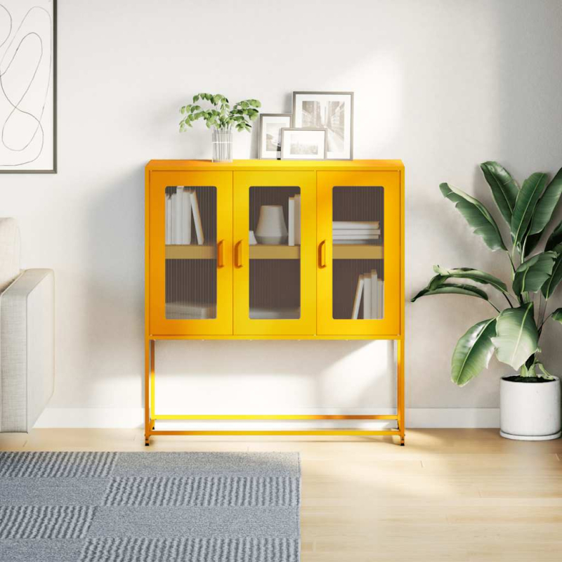 Sideboard Senfgelb 100,5x39x107 cm Kaltgewalzter Stahl