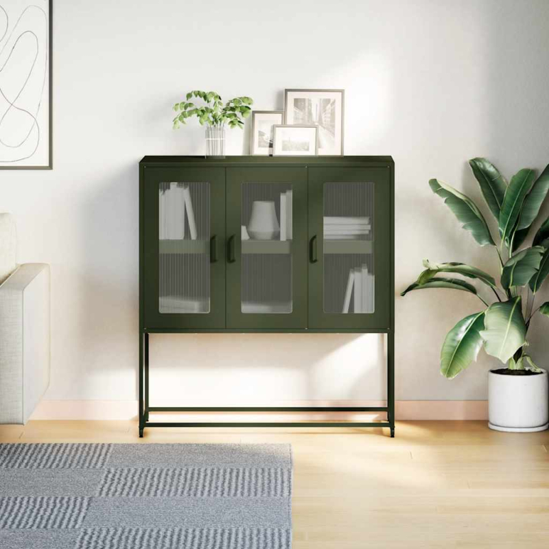 Sideboard Olivgrün 100,5x39x107 cm Kaltgewalzter Stahl