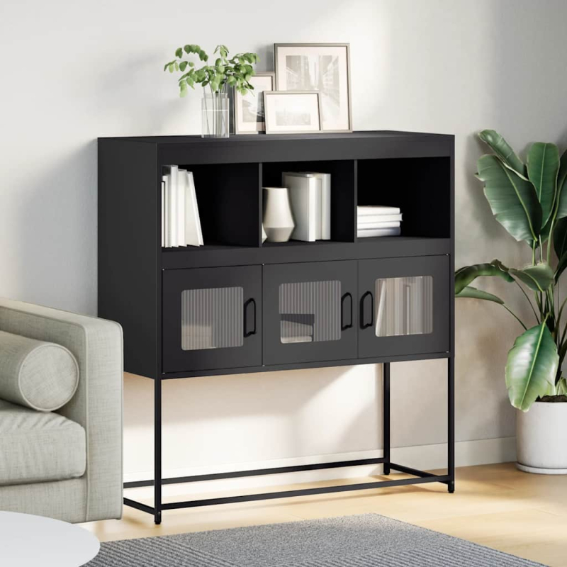 Sideboard Schwarz 100,5x39x107 cm Kaltgewalzter Stahl