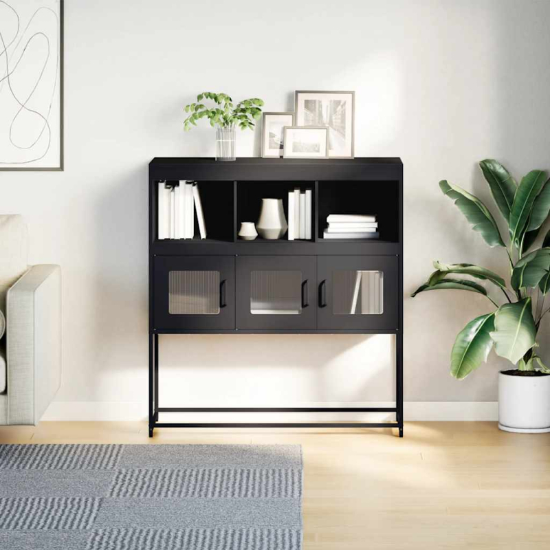 Sideboard Schwarz 100,5x39x107 cm Kaltgewalzter Stahl