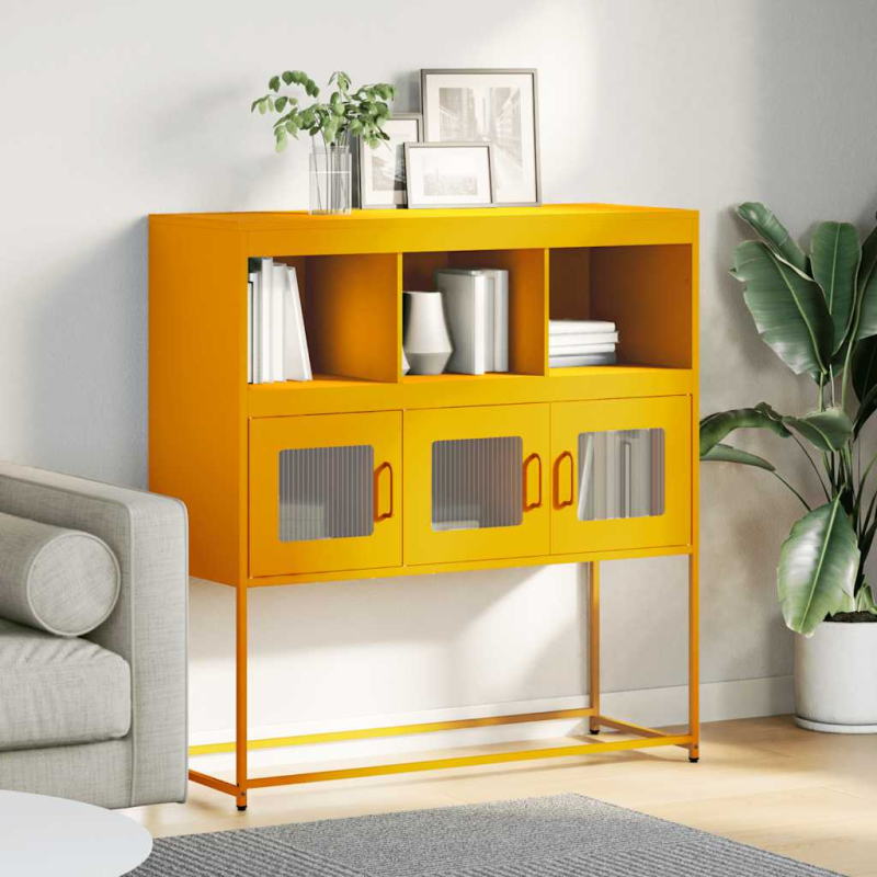 Sideboard Senfgelb 100,5x39x107 cm Kaltgewalzter Stahl