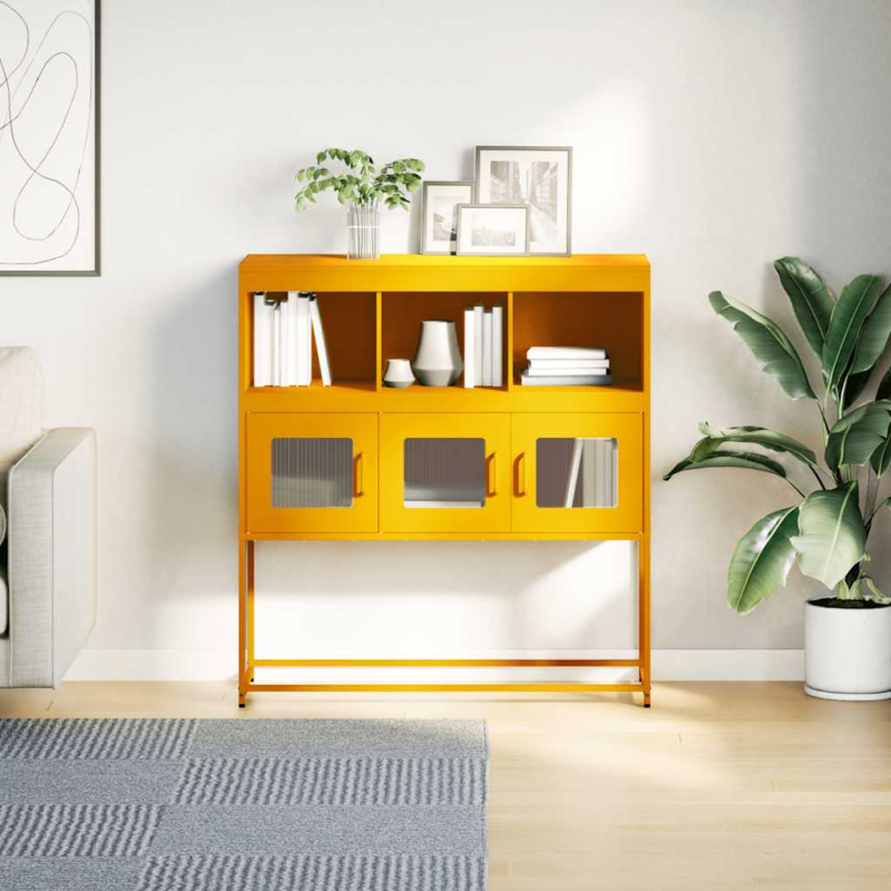 Sideboard Senfgelb 100,5x39x107 cm Kaltgewalzter Stahl