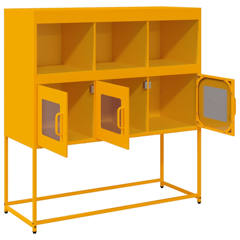 Sideboard Senfgelb 100,5x39x107 cm Kaltgewalzter Stahl
