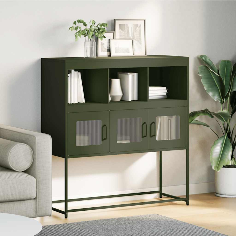 Sideboard Olivgrün 100,5x39x107 cm Kaltgewalzter Stahl