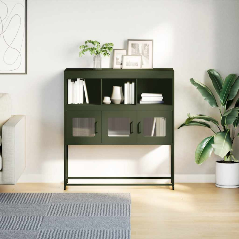 Sideboard Olivgrün 100,5x39x107 cm Kaltgewalzter Stahl