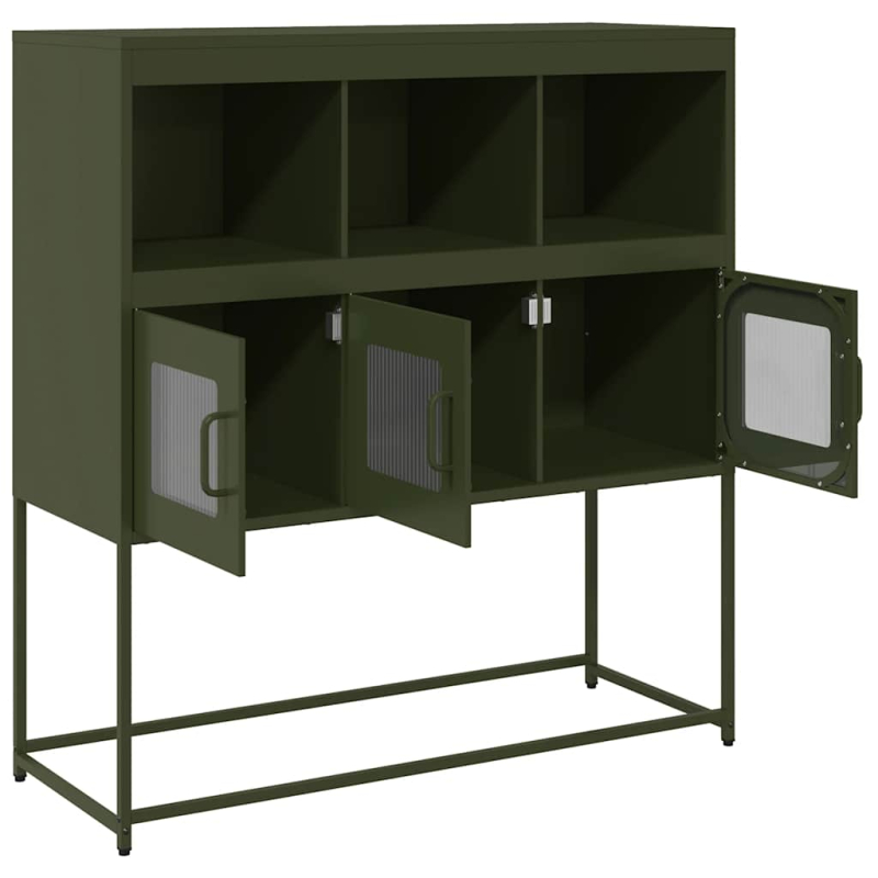 Sideboard Olivgrün 100,5x39x107 cm Kaltgewalzter Stahl