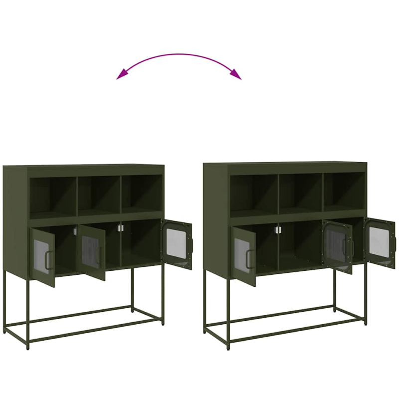 Sideboard Olivgrün 100,5x39x107 cm Kaltgewalzter Stahl