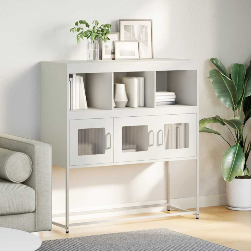 Sideboard Weiß 100,5x39x107 cm Kaltgewalzter Stahl