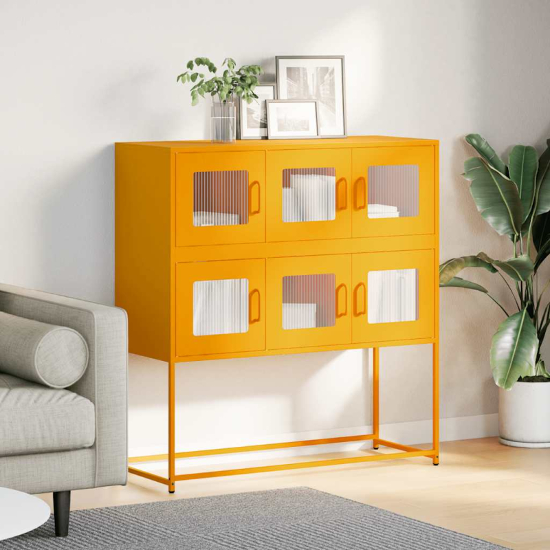 Sideboard Senfgelb 100,5x39x107 cm Kaltgewalzter Stahl