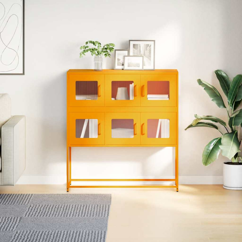 Sideboard Senfgelb 100,5x39x107 cm Kaltgewalzter Stahl