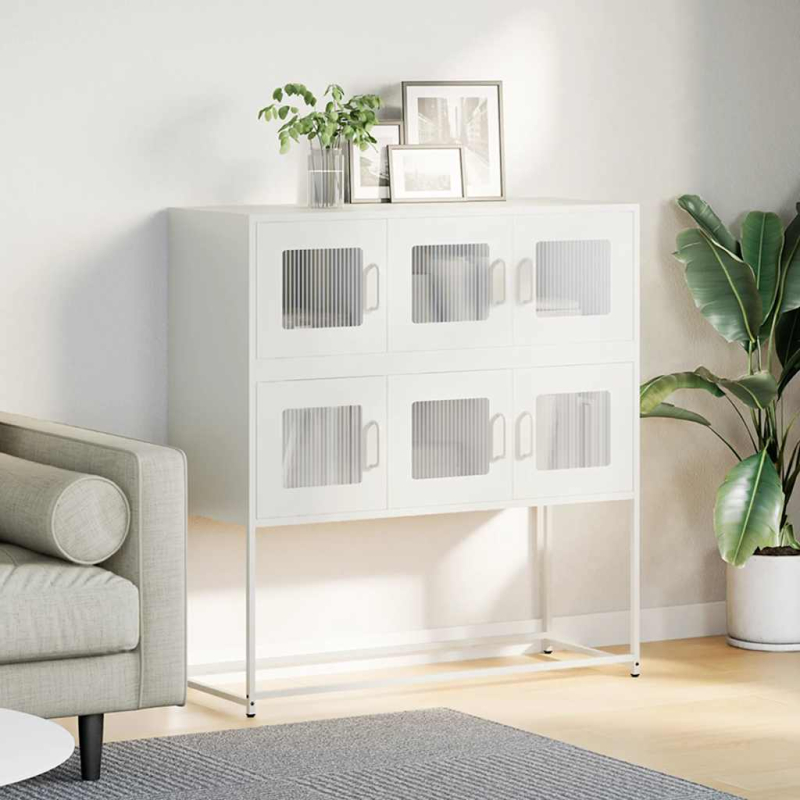 Sideboard Weiß 100,5x39x107 cm Kaltgewalzter Stahl