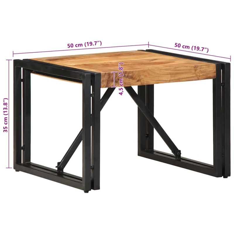 Couchtisch 50x50x35 cm Massivholz Akazie
