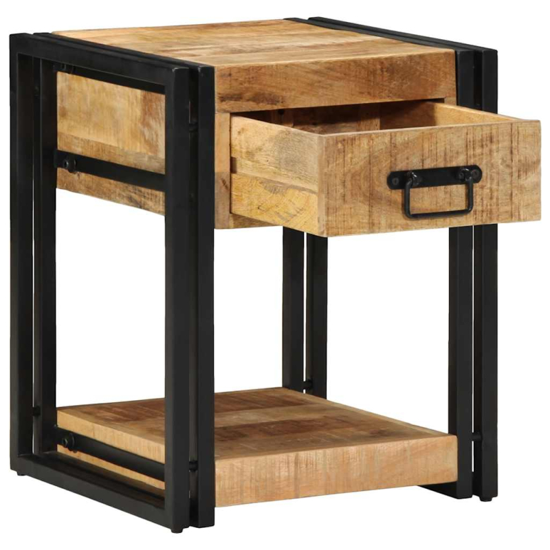 Nachttische 2 Stk. 40x40x50 cm Raues Massivholz Mango