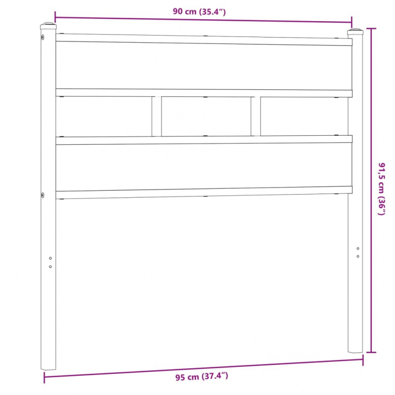 Kopfteil Sonoma-Eiche 90 cm Eisen und Holzwerkstoff