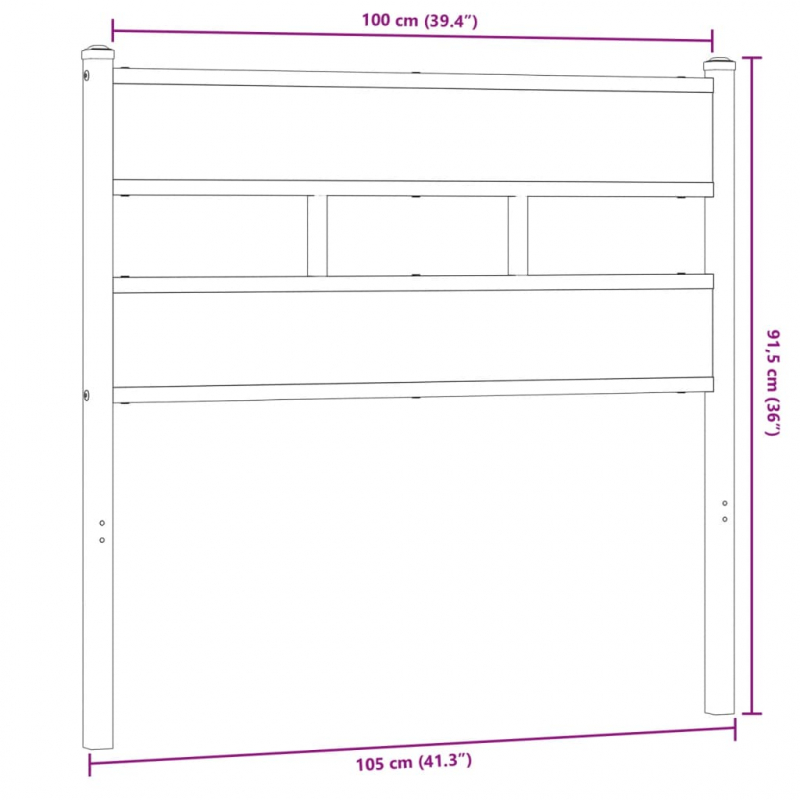 Kopfteil Sonoma-Eiche 100 cm Eisen und Holzwerkstoff