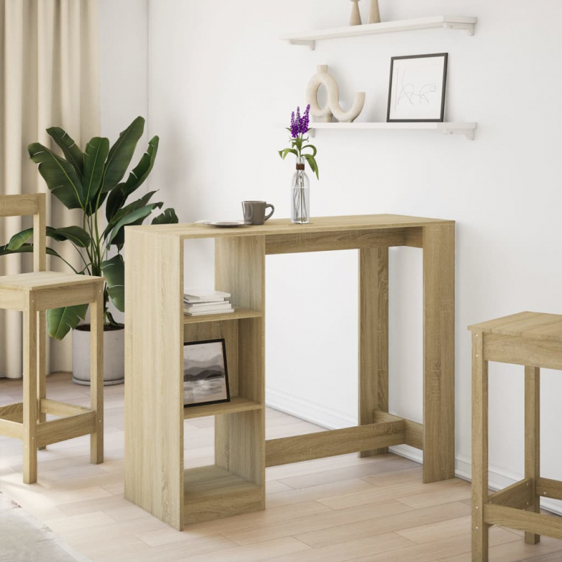 Bartisch mit Regal Sonoma-Eiche 124x46x103,5 cm Holzwerkstoff