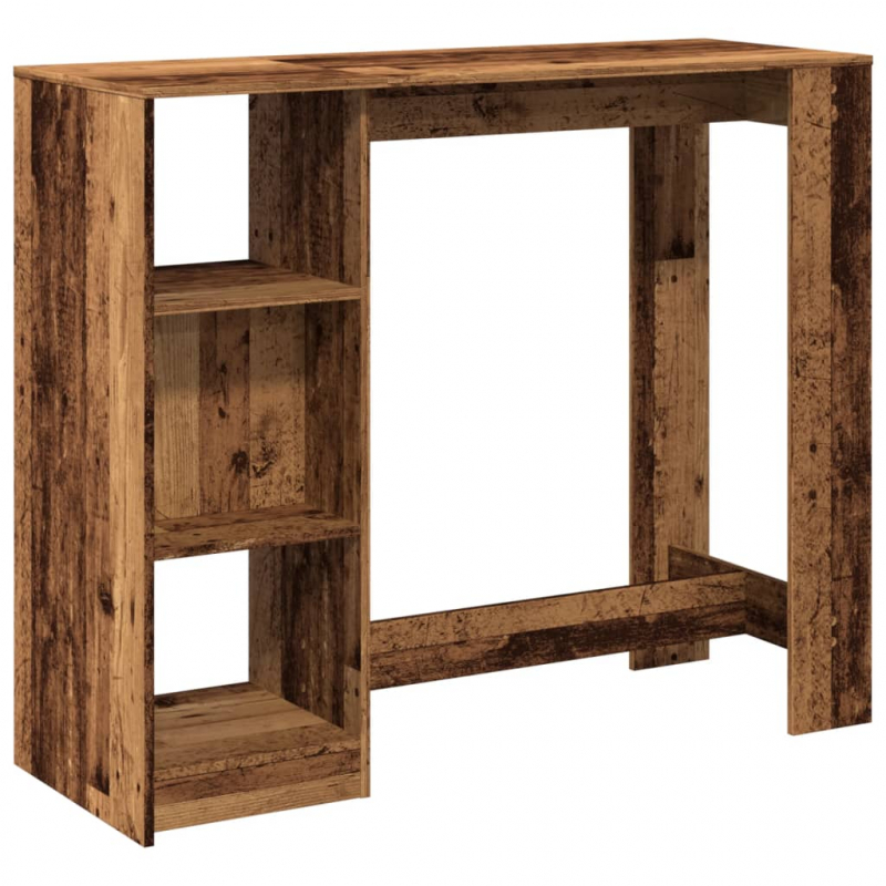 Bartisch mit Regal Altholz-Optik 124x46x103,5 cm Holzwerkstoff